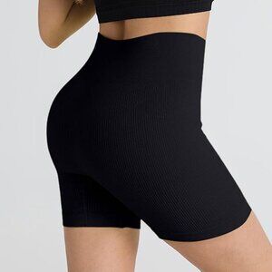Black & Cream Ribbed Knit 2 Pack Biker Shorts Women's Size Small NEW
